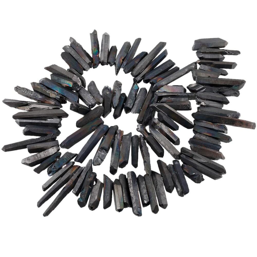 3245 Titanium Coated Rock Crystal Points for Jewelry Making, Colorful Aura